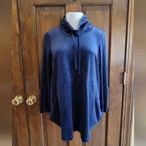 j.jill Pure Jill Sz M Navy Velour Tunic P2P 29 L 20